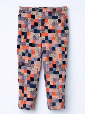 Lands’ End Patchwork Floral Print Ankle Pants Sz 18 Mid Rise Crop Stretch Cotton